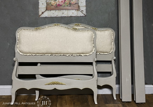 French linen upholstered twin set