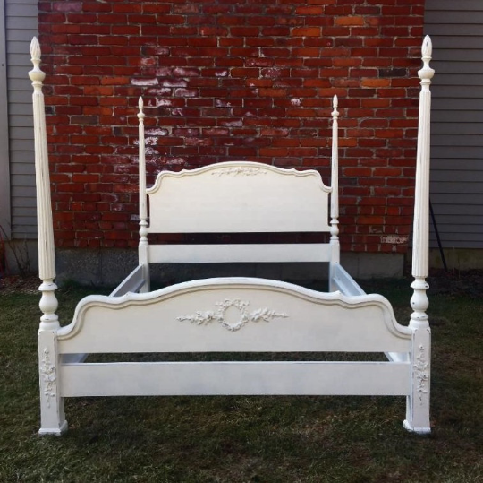 Shabby chic full size painted cottage bed