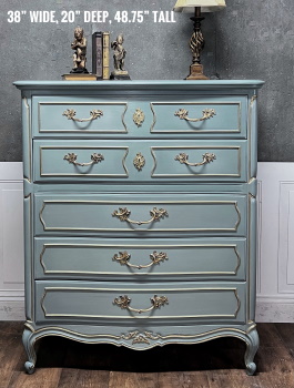 Tall French Provincial dresser blue