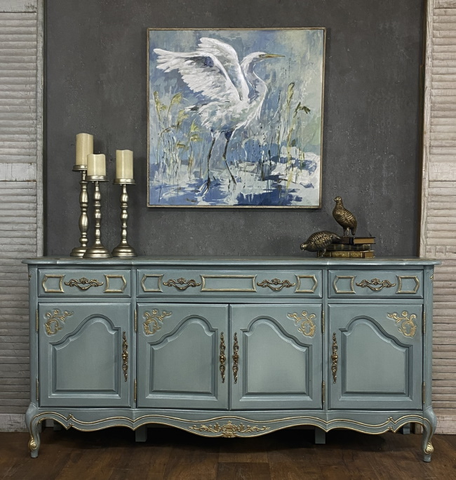 Coastal painted French provincial sideboard
