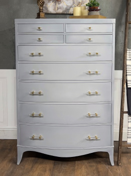 vintage tall gray dresser