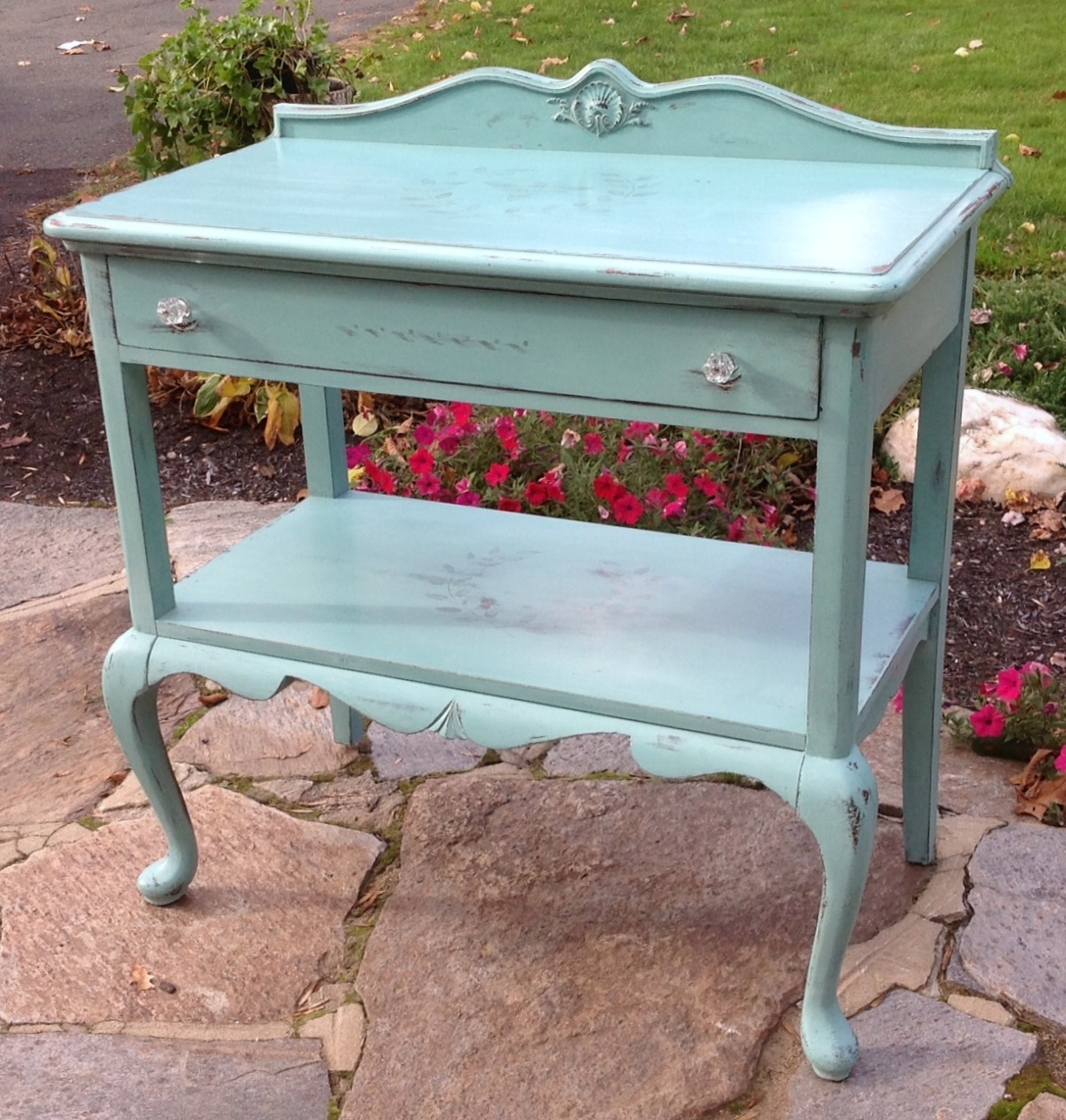 Shabby chic teal sideboard
