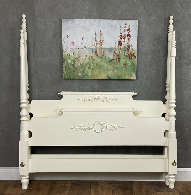 full bed painted white shabby chic